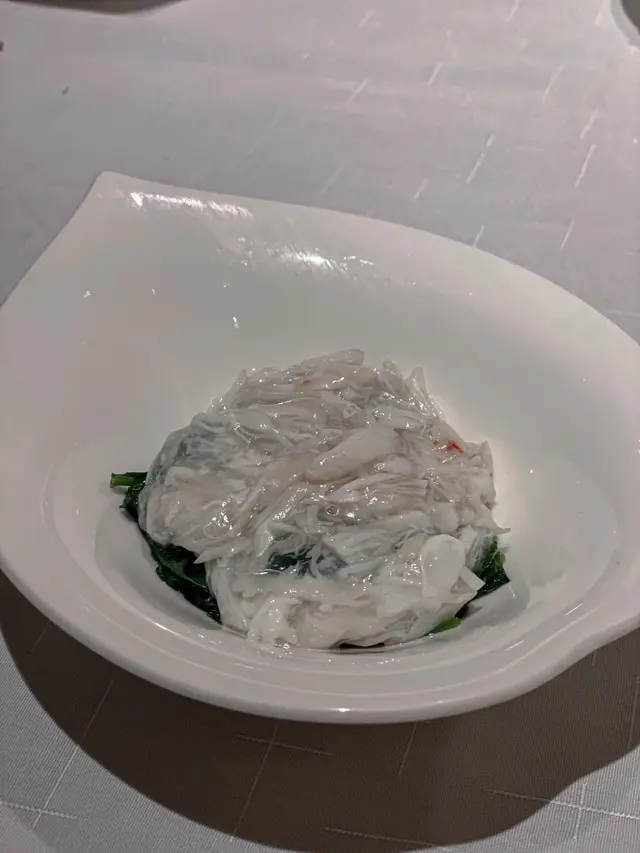 鮮蟹肉扒時令有機菜苗