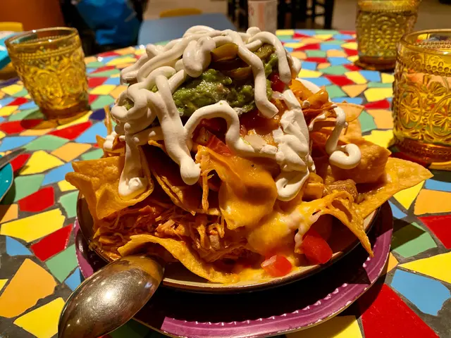 Nachos with shredded chicken