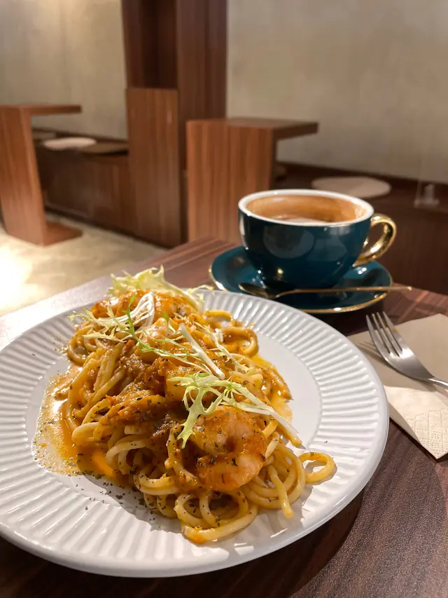 海蝦意大利麵配自家製蕃茄醬