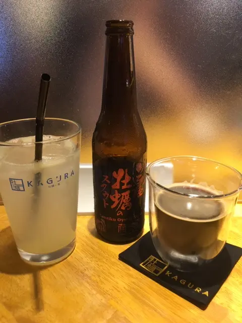 Kagura lemon soda 及三陸の牡蠣啤酒