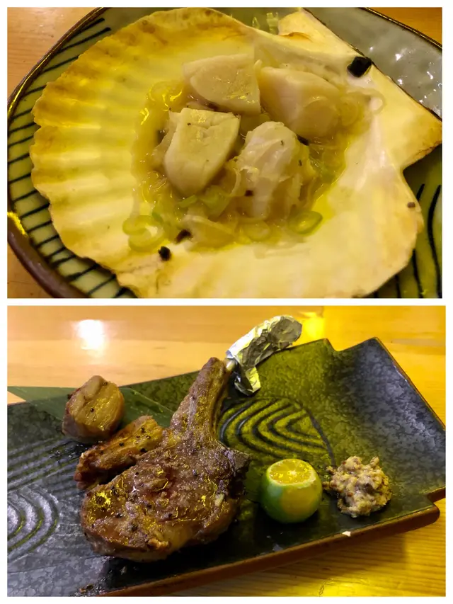 北海道帆立貝 、厚燒紐西蘭草羊架