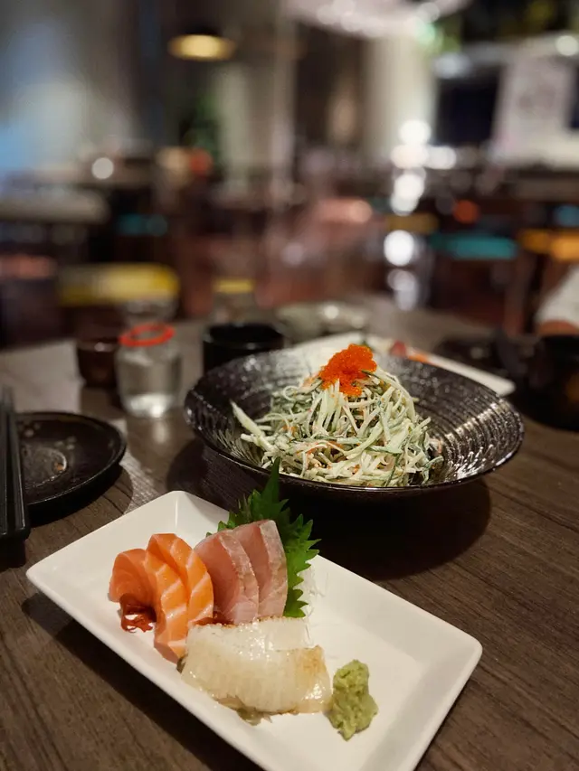 和風蟹子沙律、刺身三點盛