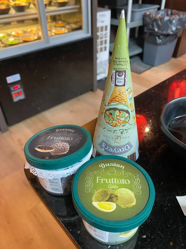 Dreyers抹茶脆筒，芝麻雪糕，榴槤雪糕