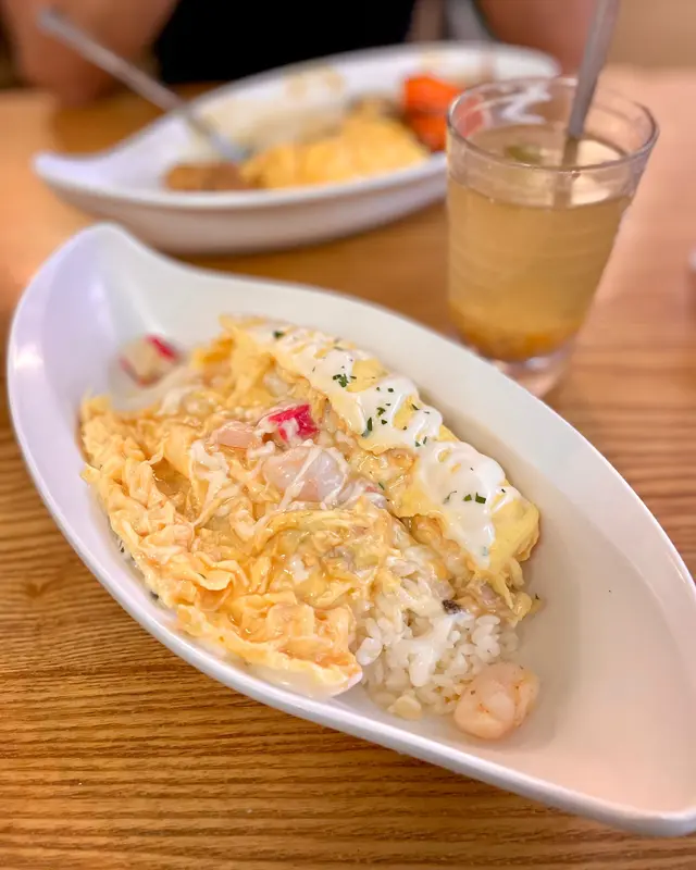 和風海鮮芝士蛋包飯   &  柚子蜜青檸水