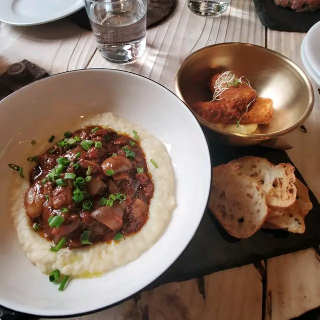 with Braised lamb breast fritters 