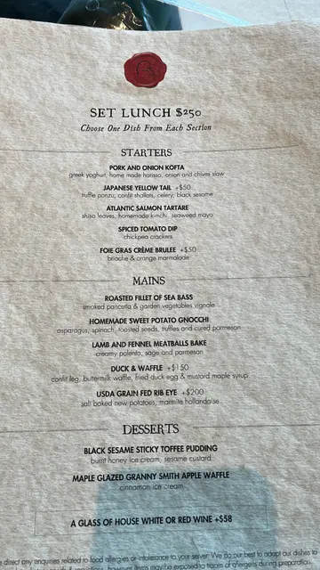 Lunch Menu $250  each