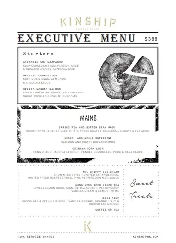 Executive Lunch menu $388 Monday-Friday