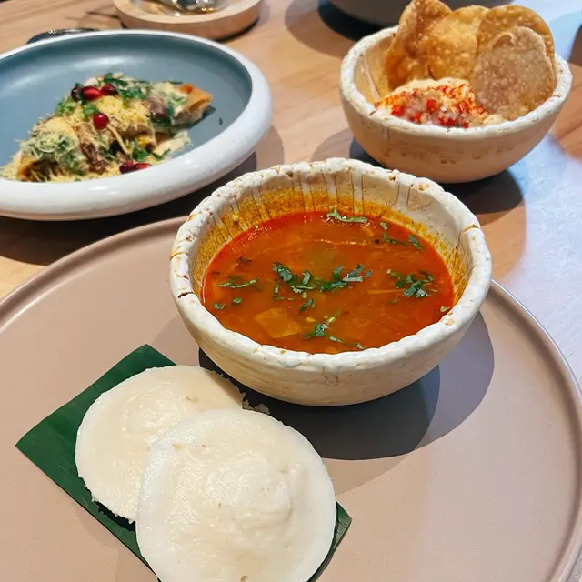 Idli with sambhar pickle stew