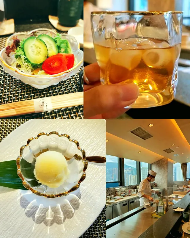 柚子醋野菜沙律/自家釀造梅酒/柚子雪葩 