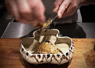 炭燒雞胸肉配烏魚子及土佐產香醋