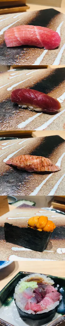 拖羅、海膽、集合了各種魚的卷物