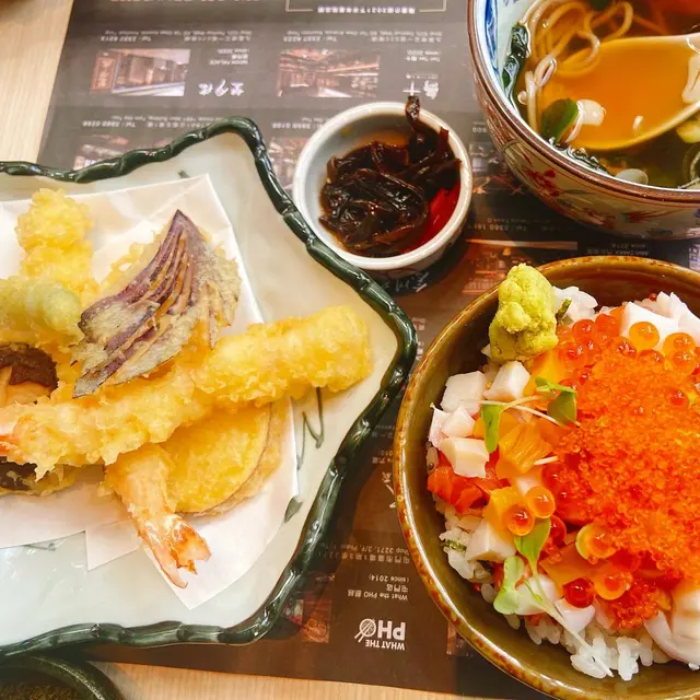 迷你雜錦魚生飯及天扶良配蕎麥麵