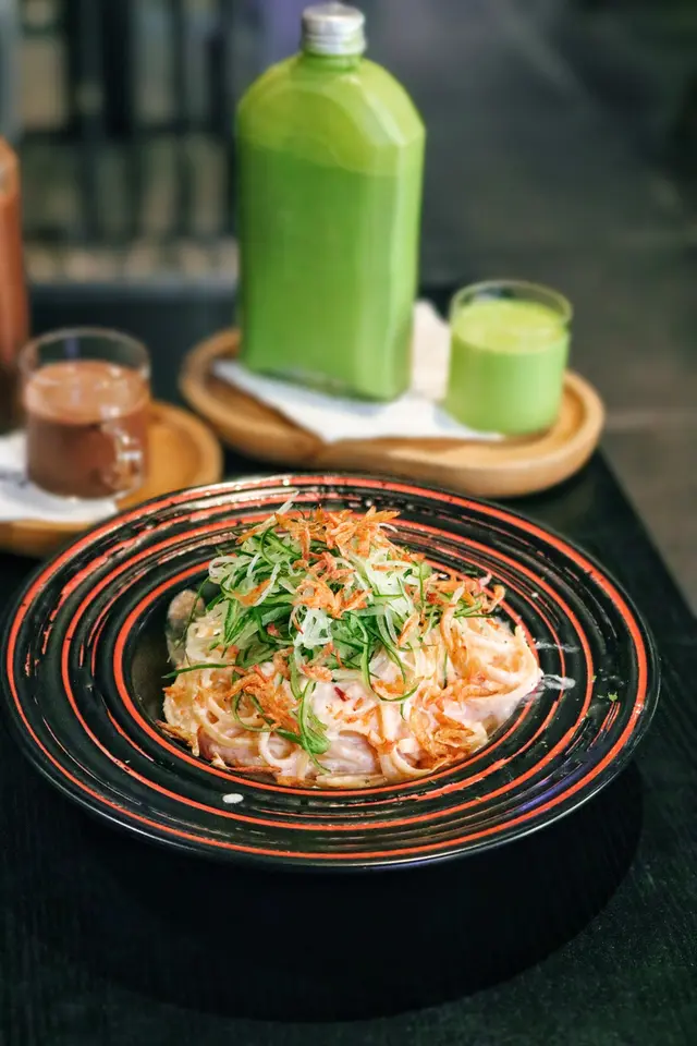 明太籽櫻花蝦配青瓜絲扁意粉