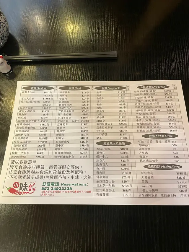 menu