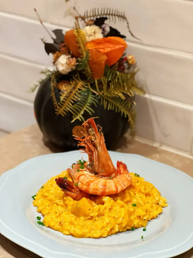 萬聖南瓜大蝦燉飯