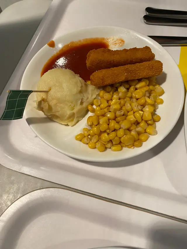 粟米較淡味，魚柳都炸得脆，薯蓉好食，兒童餐仲包埋任飲，可揀汽水/果味汽水，汽水都有幾款選擇，如紅莓可樂，紅莓檸檬汽水，全部都偏甜，另加$8要左任飲熱啡，真係得一種咖啡可選，咖啡機冲出來，自己加奶及糖，都ok