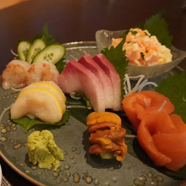 刺身盛合五款,明太子沙津