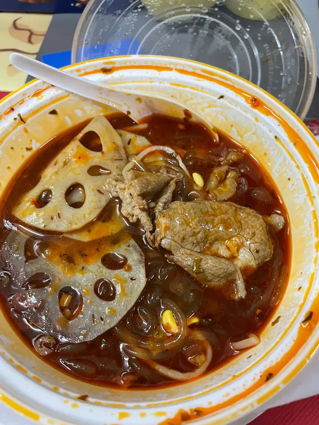 酸辣粉加蓮藕片&羊肉片