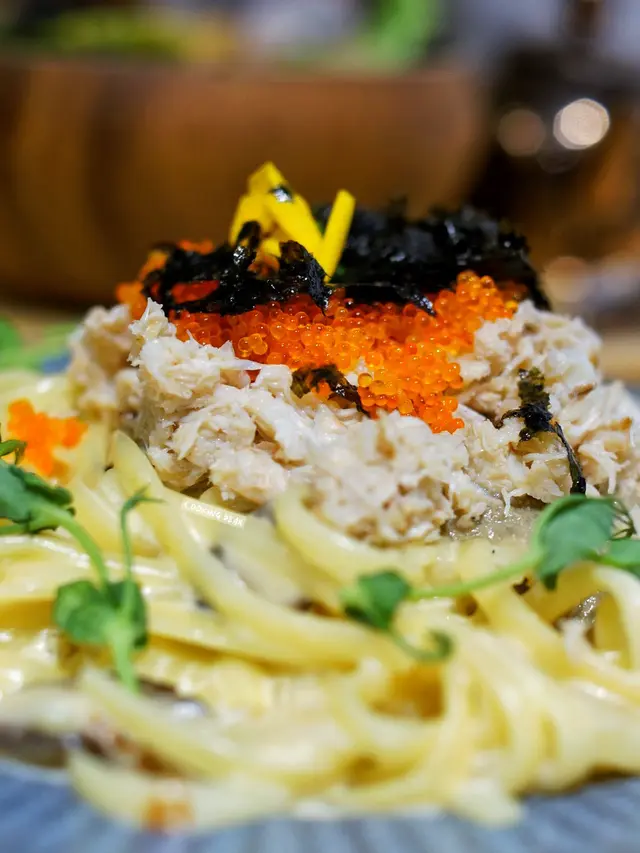 味噌蟹醬蟹籽蟹肉扁意粉