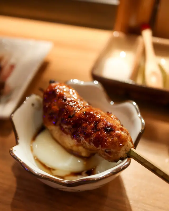 自家制免治雞肉棒 (付溫泉蛋)