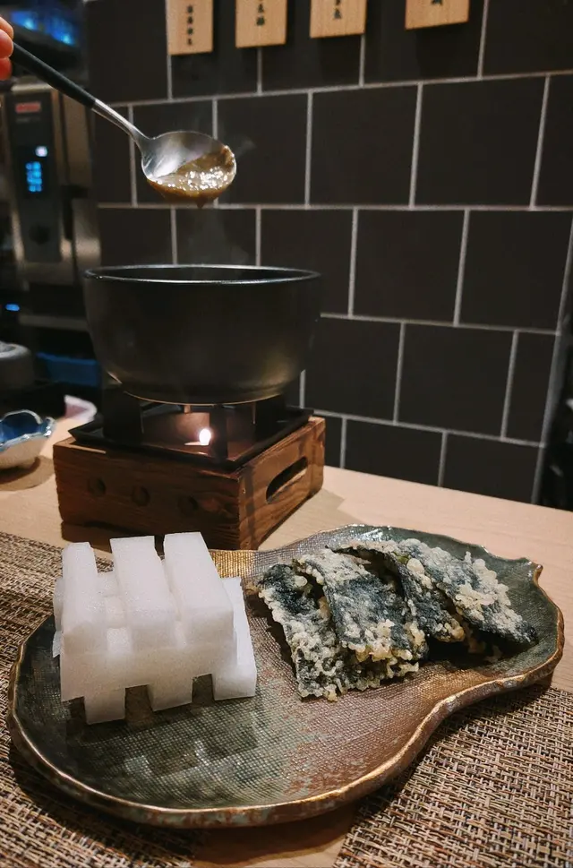 蟹味噌小鍋 · 大根 · 海苔天婦羅
