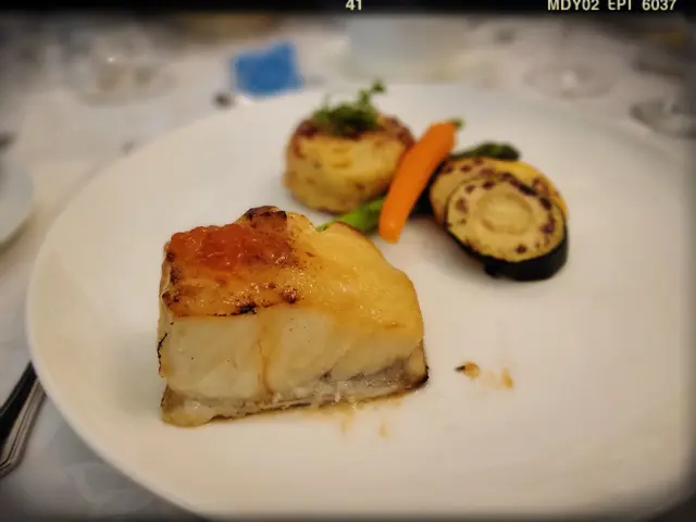 Baked Miso Glazed Pacific Black Cod with Salmon Roes, Scalloped Potatoes & Grilled Assorted Vegetables