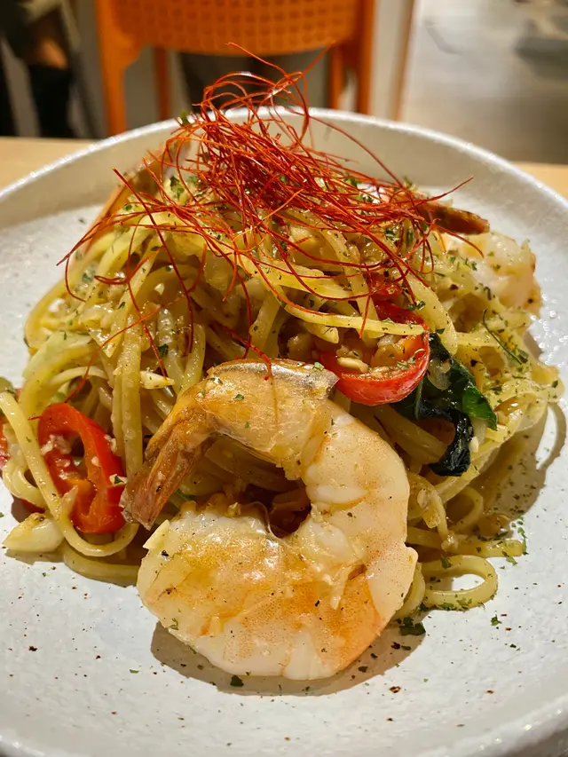 香辣小茴香白酒虎蝦意粉