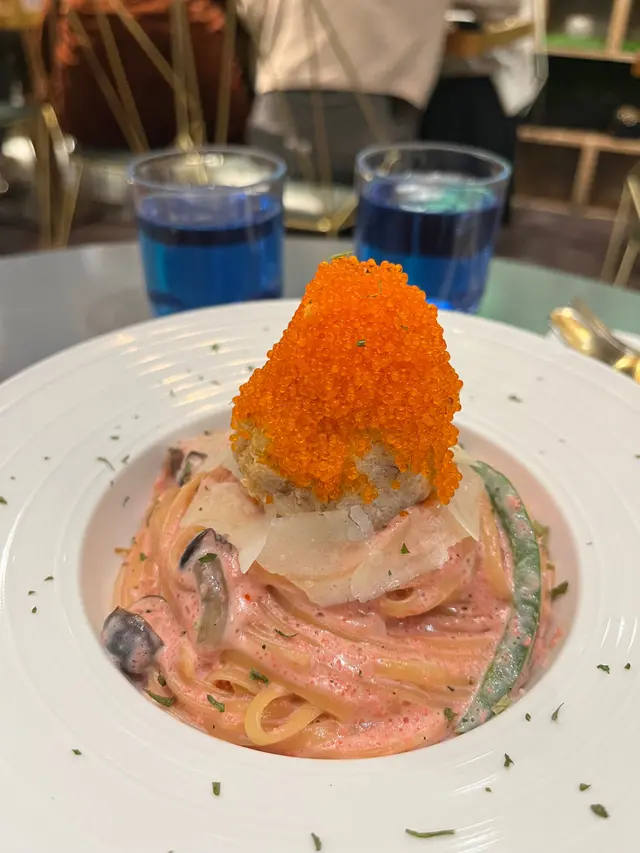 明太子蟹肉扁意粉（粉紅）