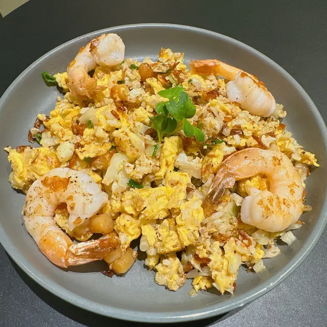 瑤柱虎蝦炒（椰菜花飯）