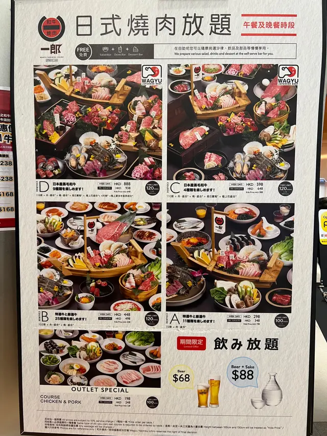 共有五款燒肉套餐