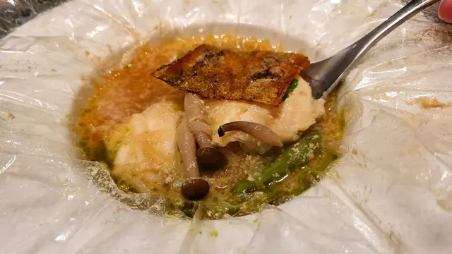 濃湯煮羽太、伴日本香蔥油