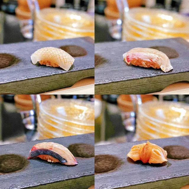 火箭魷魚-鮮嫩滑溜，口感帶韌性好特別
野生真鯛-肉質柔嫩，鮮甜
深海池魚-魚油豐富，口感滑嫩
赤貝-爽脆鮮甜，非常新鮮