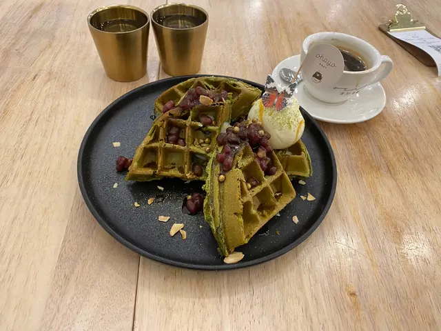 綠茶紅豆,麻糬窩夫