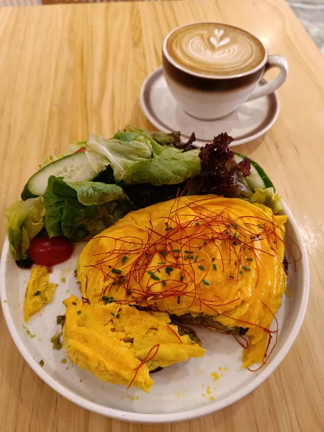 Avocado with scrambled eggs