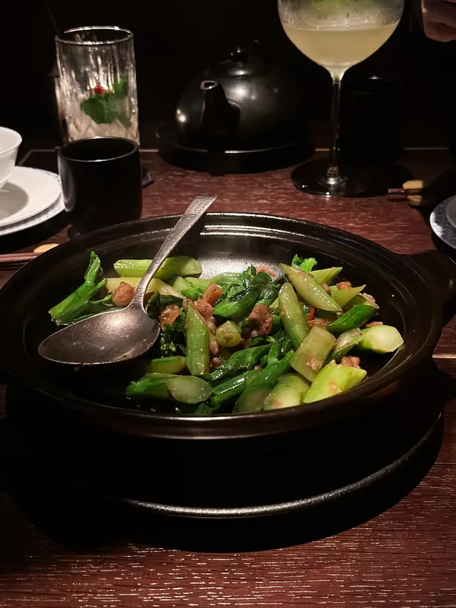 Wok-Fried Kale, Dried Shrimp, Minced Pork, Shrimp Paste