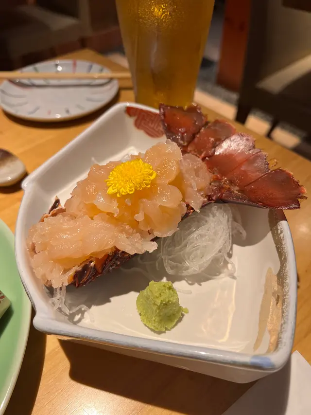 龍蝦刺身甲羅燒兩食