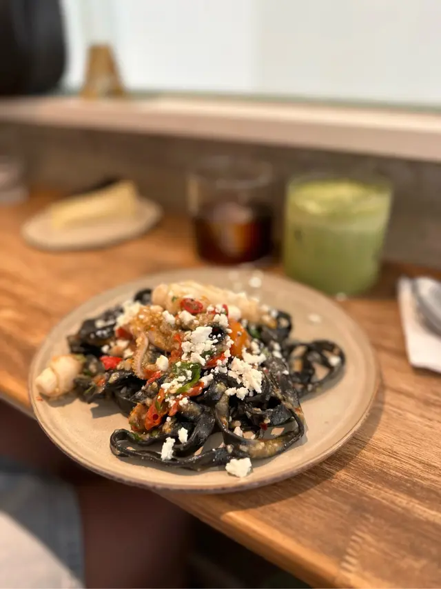 Squid Ink Linguine with Squid