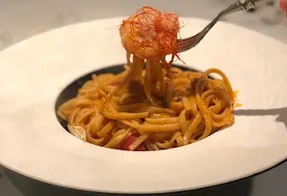 阿根廷紅蝦扁意粉配青檸紅蝦他他