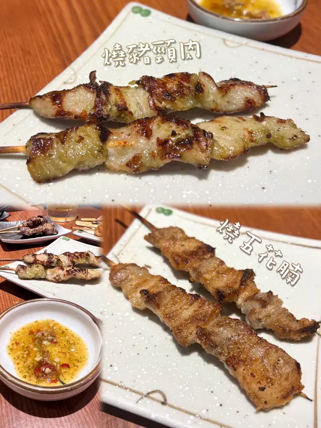 燒豬頸肉$10/串(2串起),燒五花腩$12/串(2串起)