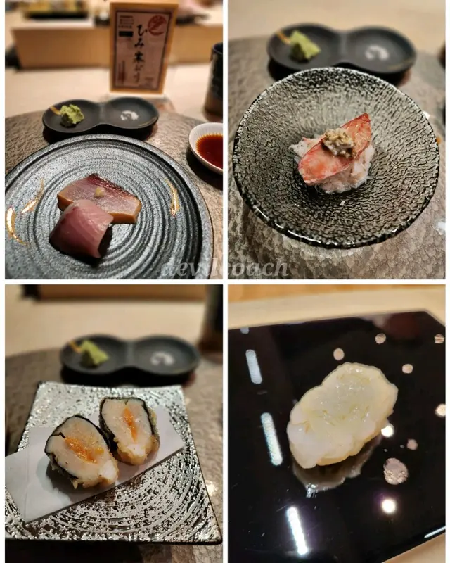 5.冰見獅魚 6.北海道毛蟹7.帆立貝夾馬糞海膽 8.好多隻蝦仔