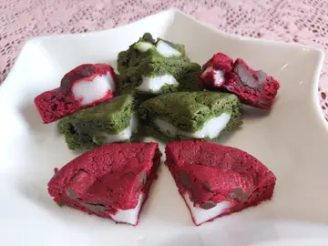 抹茶海盐麻薯曲奇和红丝绒麻薯曲奇