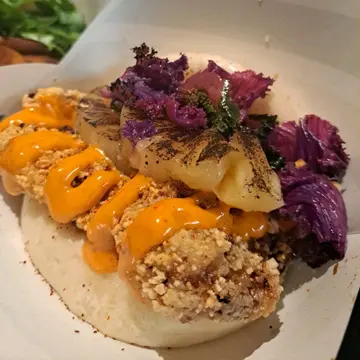 Deep Fried Hot Chicken with Grilled Pineapple Gua Bao