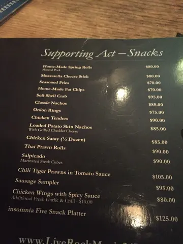 Snacks  menu  