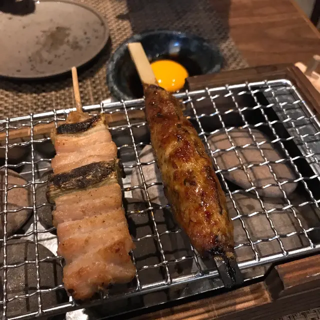 大蔥豚面頰、月見紫蘇免治雞棒