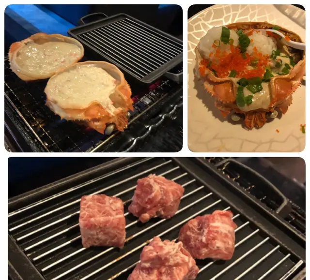 甲羅燒蟹蓋，牛柳粒