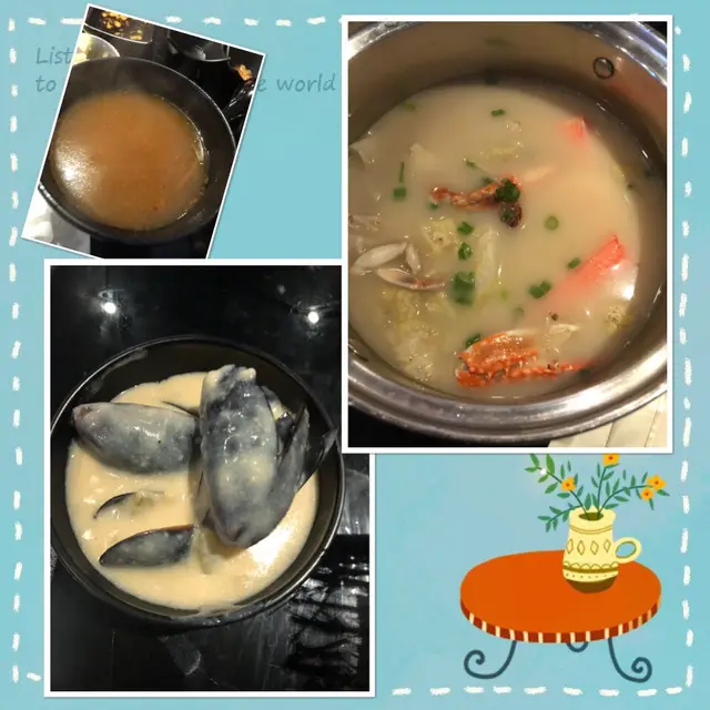 白汁煮青口，松葉蟹海鮮鍋