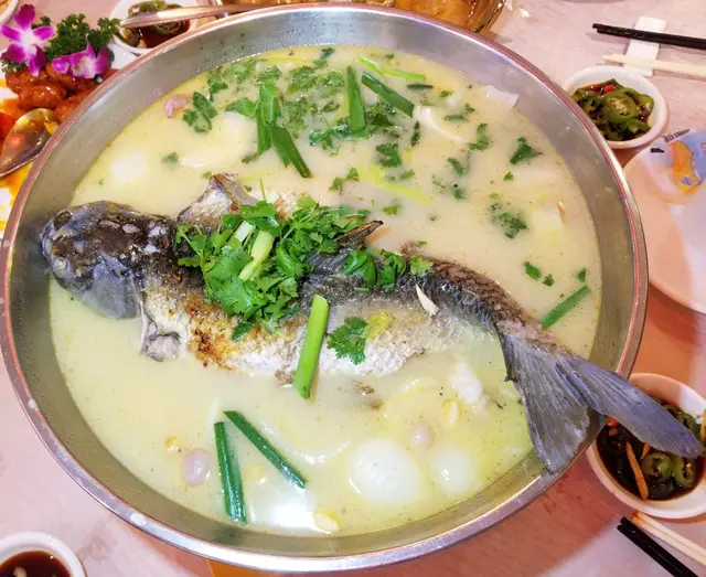 特色翅湯枱面蒸山坑鯇魚