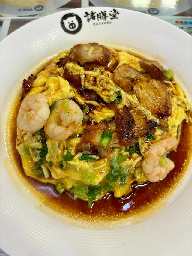 叉燒蝦仁雙拼滑蛋飯