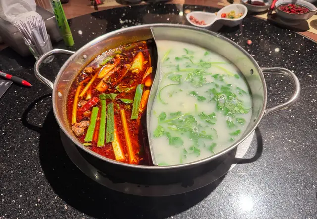 大紅袍麻辣拼芫荽皮蛋湯鍋