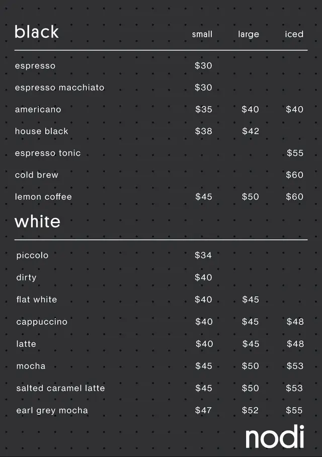 drink menu
